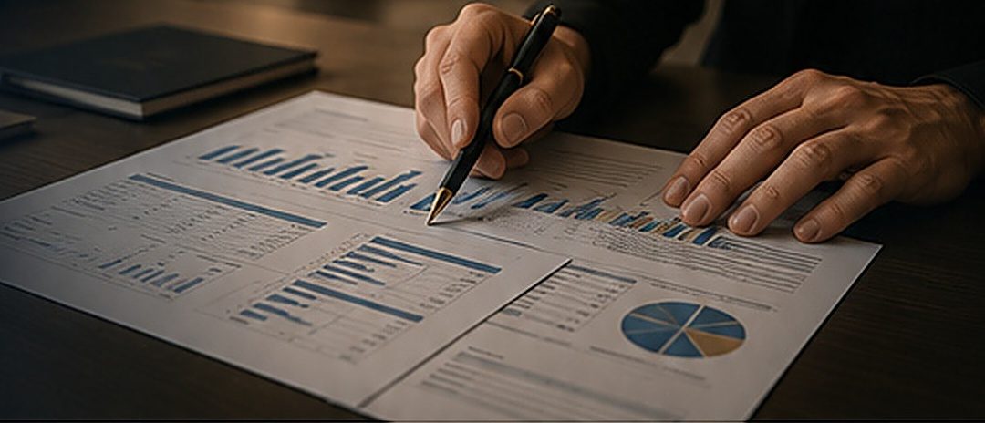 Documentación financiera en revisión sobre un escritorio